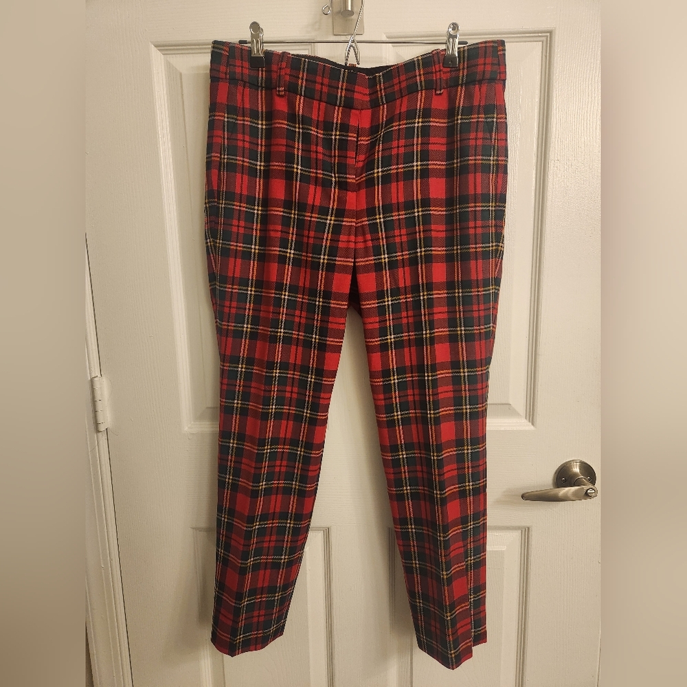 JCrew sz 12 Cameron pants - red tartan